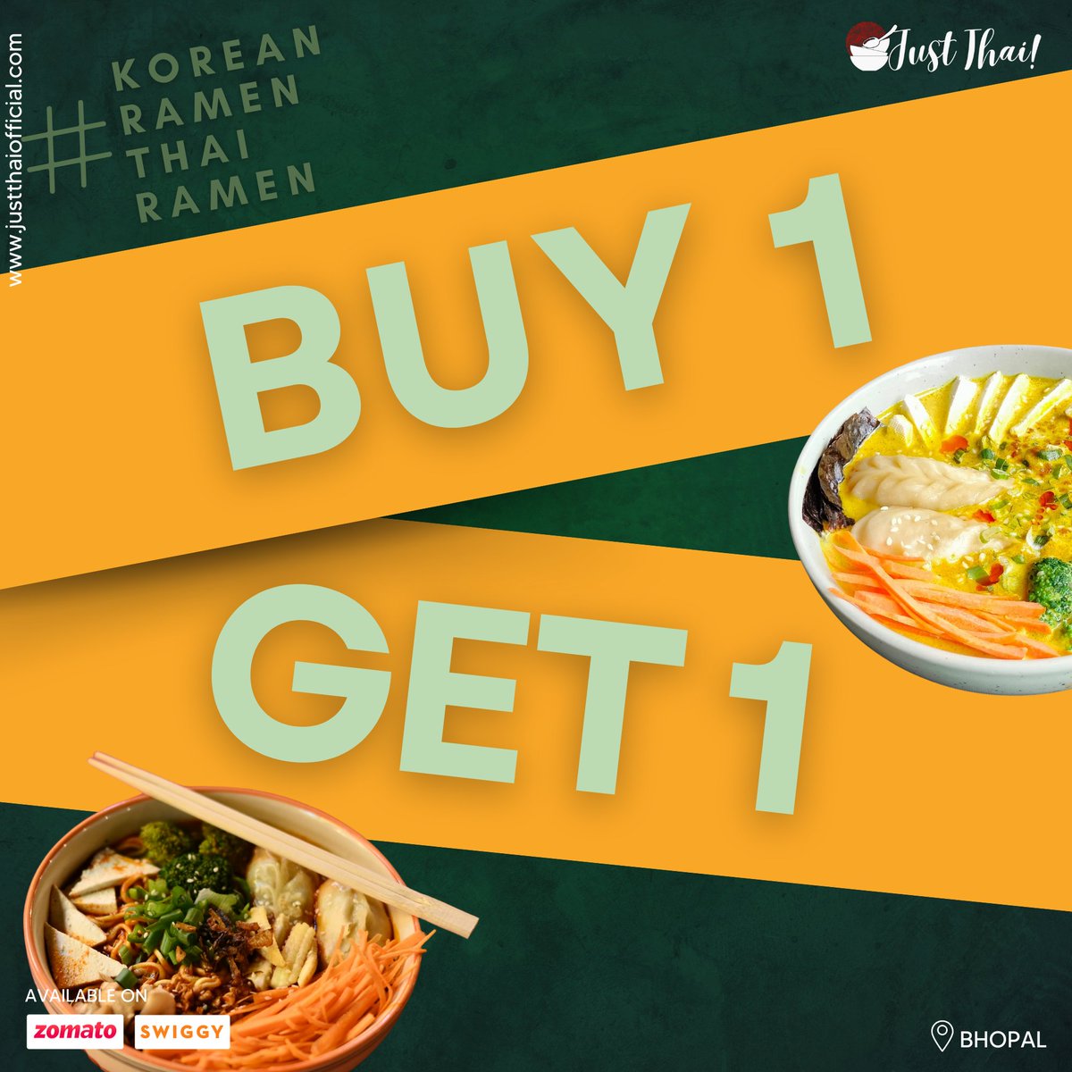JustthaiO's tweet photo. 🔥 It's BOGO Friday! 🔥 Buy 1, Get 1 FREE on your favorite Ramen! 🍜✨ Double the flavor, double the fun—don't miss out! Tag your ramen buddy &amp; slurp away! 😍🥢

#BOGOFriday #RamenLovers #FoodieDeals #Buy1Get1Free #RamenAddict #NoodlesForDays #Foodstagram #FridayFeast #Yummy https://t.co/yKl8eDs9Pc