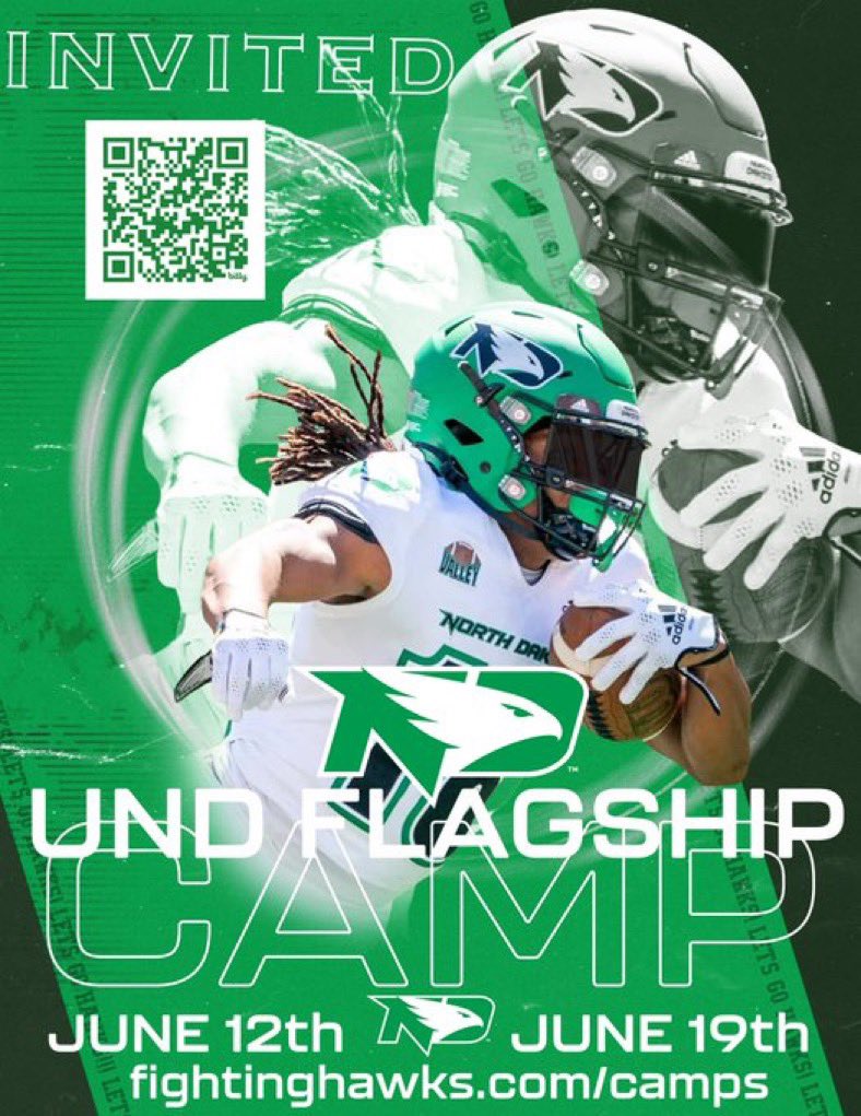 KaisenNordick's tweet image. Thanks @CoachWilk0 for the invite to the Flagship Camp. Can’t wait to get to work and showcase my abilities. See you on June 19th! #JYDs #HawkYeah #RockWithTheFlock @UNDfootball