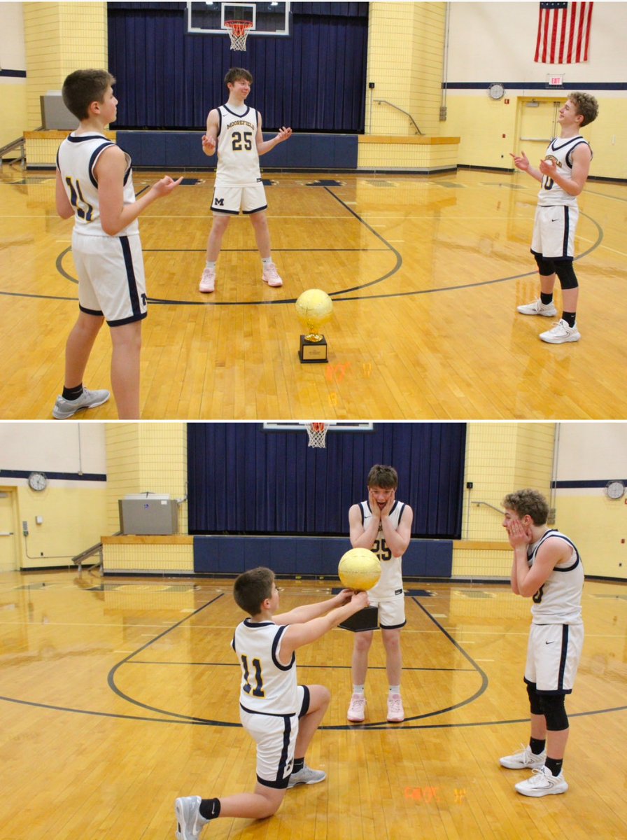 Potomac Valley League 8th grade Boys Basketball Championship — Yellow Jackets reenactment 🐝🏀🏆💙💛😁 ⁦<a href="/MFLD_Athletics/">Moorefield Yellow Jackets Athletics</a>⁩ ⁦<a href="/CoachPaulSee/">Paul See</a>⁩ ⁦<a href="/BRStut513/">Elizabeth Stutler</a>⁩