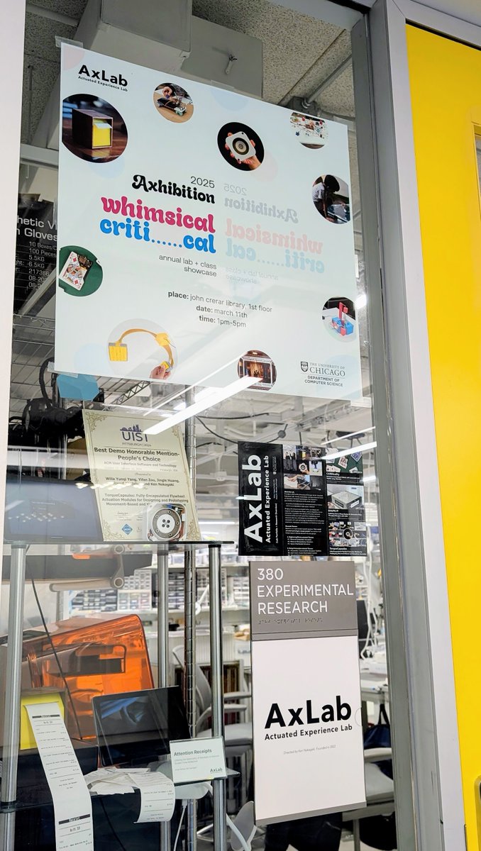 Getting ready for the Axhibition2025 'Wihimsical Criti...cal'!!!!

📅 March 11 (Tues) 1–5pm
📍 JCL 1F <a href="/UChicagoCS/">UChicagoCS</a>  
ℹ️ axlab.cs.uchicago.edu/exhibition/axh…