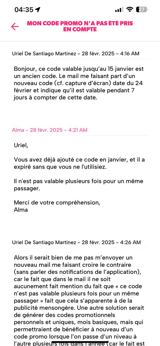 uridesm's tweet photo. Le problème ici étant que, les codes n’étant pas valables qu’une seule fois d’après votre service client, et les conditions n’étant pas claires, cela s’apparente à de la publicité mensongère. Par ailleurs, est-ce -30% ou -50% pour le niveau GOLD? @Heetch @dgccrf https://t.co/LKfxYx5zDZ