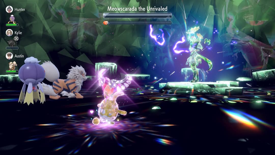 gleeceon's tweet image. 7 star Meowscarada is quite tanky but manage to catch it, Big thanks to my trusted Azumarill for defeating it 
#PokemonScarletViolet #7StarRaid #Meowscarada #TeraRaidEvent