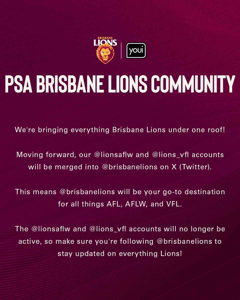See you at <a href="/brisbanelions/">Brisbane Lions</a> on X!