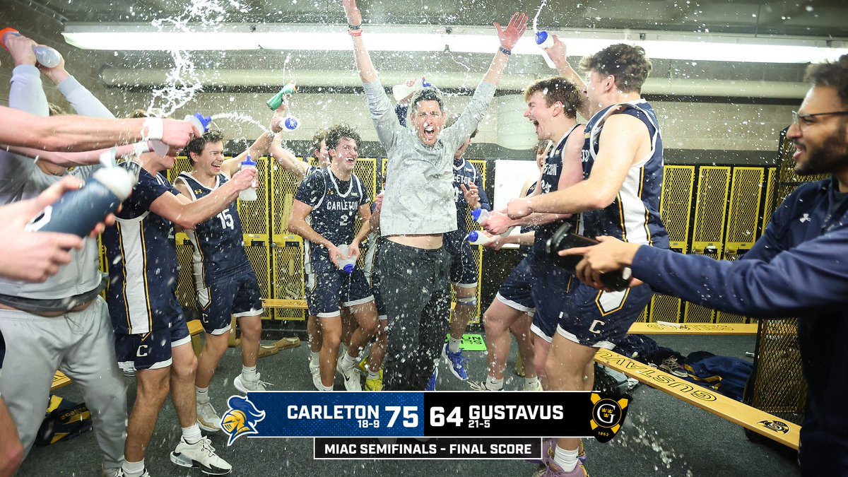 Carleton Knights (@carletonknights) on Twitter photo No. 4 seed <a href="/carletonmbball/">Carleton Men’s Basketball</a> finished the game on a 27-9 run and beat No. 1 seed Gustavus, 75-64, in the MIAC Semifinals. Six Knights had 9+ points, led by a career-high matching 16 for Tobias Averill.
Recap: ow.ly/3Huu50V83TY
#HailTheMaizeAndBlue
#d3hoops
📸: <a href="/d3photodude/">Ryan Coleman</a> No. 4 seed <a href="/carletonmbball/">Carleton Men’s Basketball</a> finished the game on a 27-9 run and beat No. 1 seed Gustavus, 75-64, in the MIAC Semifinals. Six Knights had 9+ points, led by a career-high matching 16 for Tobias Averill.
Recap: ow.ly/3Huu50V83TY
#HailTheMaizeAndBlue
#d3hoops
📸: <a href="/d3photodude/">Ryan Coleman</a>