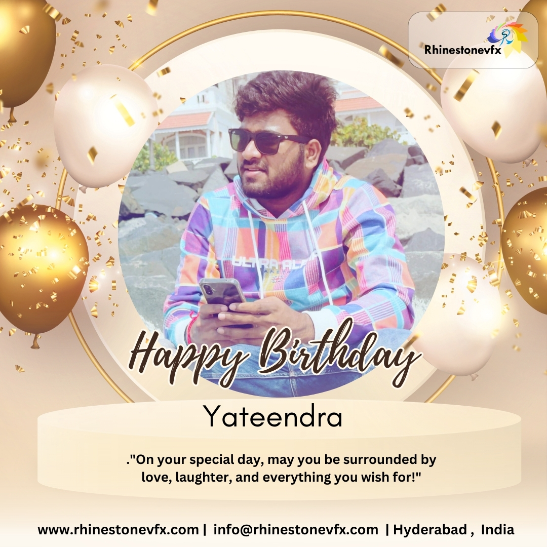 rhinestone_vfx's tweet photo. On your special day  may you be surrounded by love, laughter, and everything you wish for. RhinestoneVFX wishing you A Happy Birthday Yateendra.

#RhinestoneVFX #yateendra #happybirthdayyateendra #Employeebirthday #vfx #topvfxcompanies2025 #bestvfxcompanyinindia #topvfxcompany https://t.co/bGO7Y6k7Wh