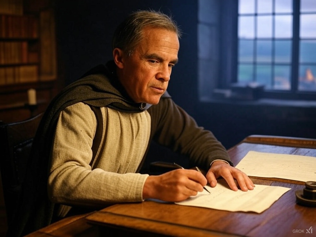 #CarneyLies
Seen here is a photo of Mark Carney as he writes the Magna Carta, limiting the power of Kings over their subjects and setting the pathway towards democracy. Some say is he is the root of rights of the individual within the greater state apparatus. Vote for Mark.