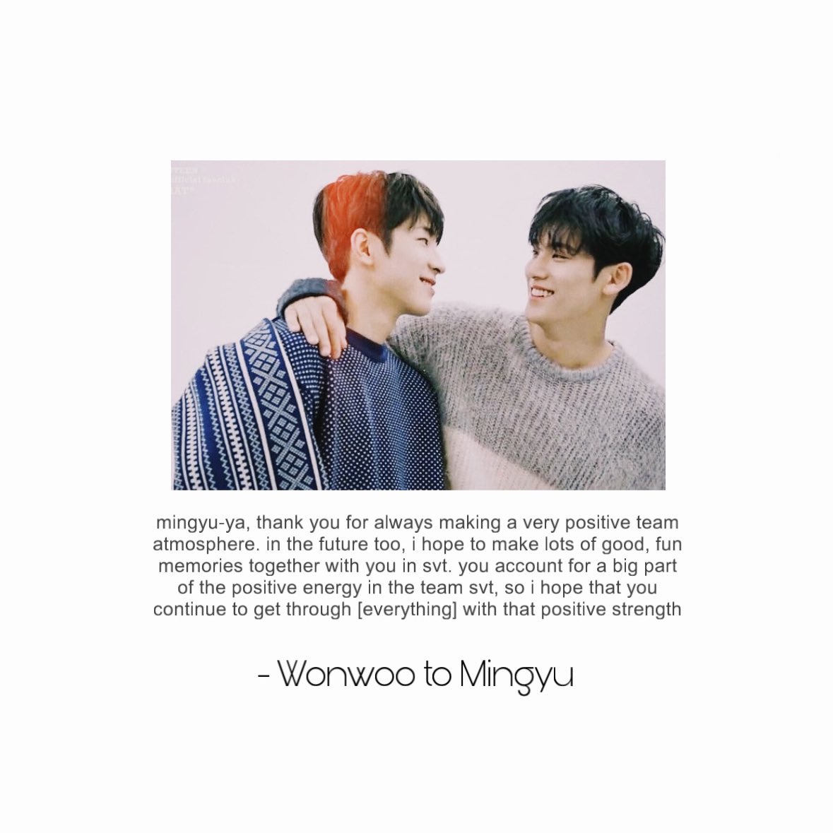 siimpforsebong's tweet photo. Mingyu to Wonwoo, Wonwoo to Mingyu ❤️‍🩹 https://t.co/o5Uj5U5XyH