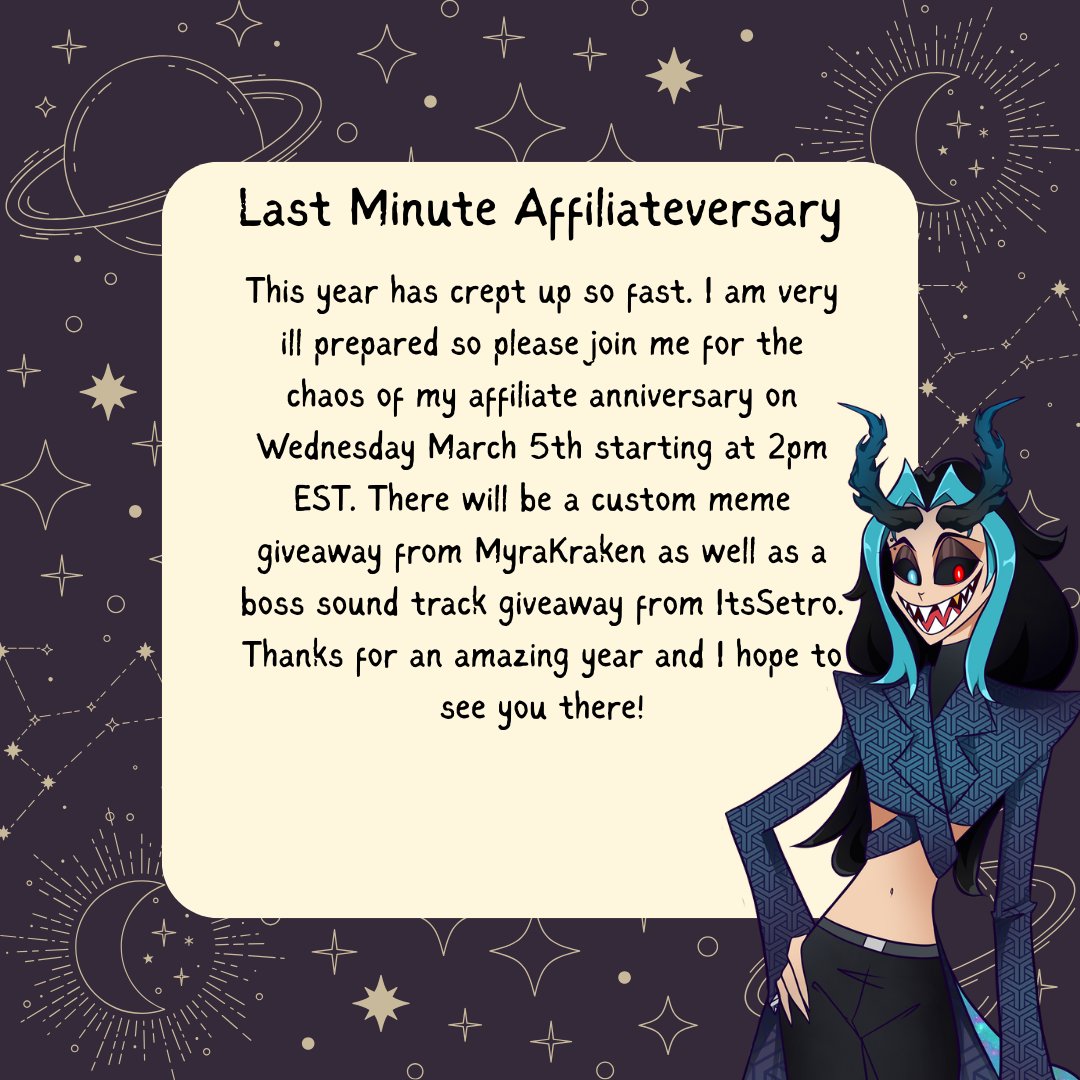VenicumaVal's tweet photo. Hey guys! I know this is last minute cuz I'm cool like that but my anniversary is coming up fast and I'm coming out of hiatus to celebrate. I hope to see you hoardlings there!!!
#amcontentteam #underprepared #artist https://t.co/a90zt2t8nl