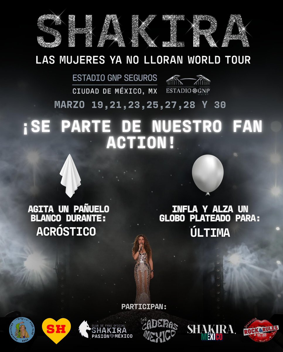 Preparen esos Pañuelos y Globos!!! HAGAMOS QUE NUESTRA <a href="/shakira/">Shakira</a> SE SIENTA COMO EN CASA 🐺🫶🏻💎🇲🇽 #LasMujeresYaNoLloranWorldTour #Shakira <a href="/Shakira_Mexico/">🇲🇽 SHAKIRA MÉXICO 🇲🇽</a> <a href="/ShakiraRNR/">Shakira Rock N Rules Fan Club</a> <a href="/ShakiraPasionMx/">Shakira Pasión | Club de fans</a> <a href="/ShakiraLoversMx/">Shakira Lovers México</a> <a href="/LasCaderasMex/">💎Las Caderas México| Fan Club Oficial desde 2008</a> #estadioGNP