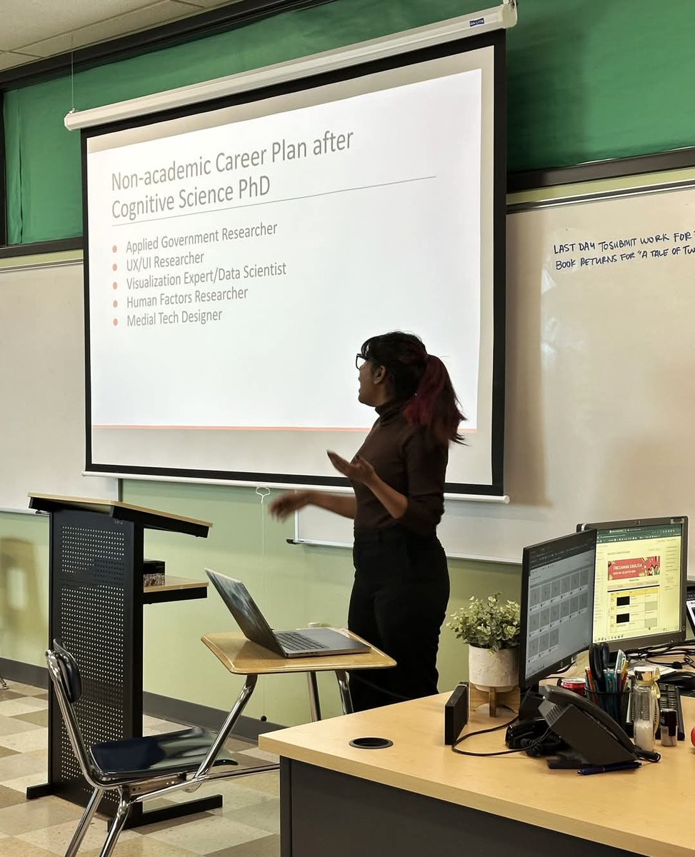 I had a great science communication and outreach opportunity at Olympus High School where I talked about my trajectory to Graduate School and what they can do with an Applied Cognition degree. My goal was to inspire the high schoolers to do more science!