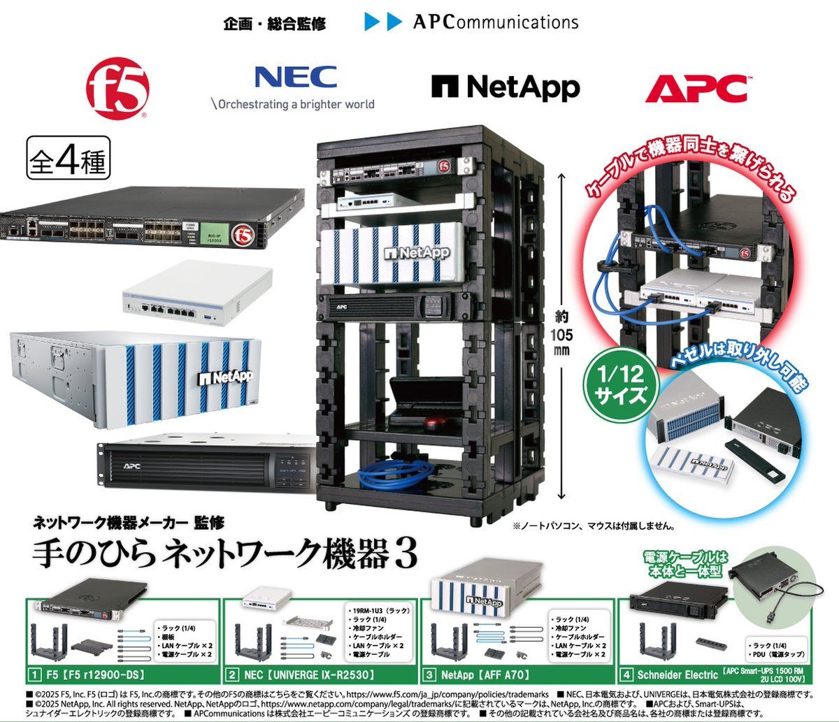 hobbywatch_jp's tweet image. 「手のひらネットワーク機器３」6月中旬発売！ シリーズ第1弾＆第2弾はリニューアル hobby.watch.impress.co.jp/docs/news/1665… #NetApp #F5 #シュナイダー #NEC