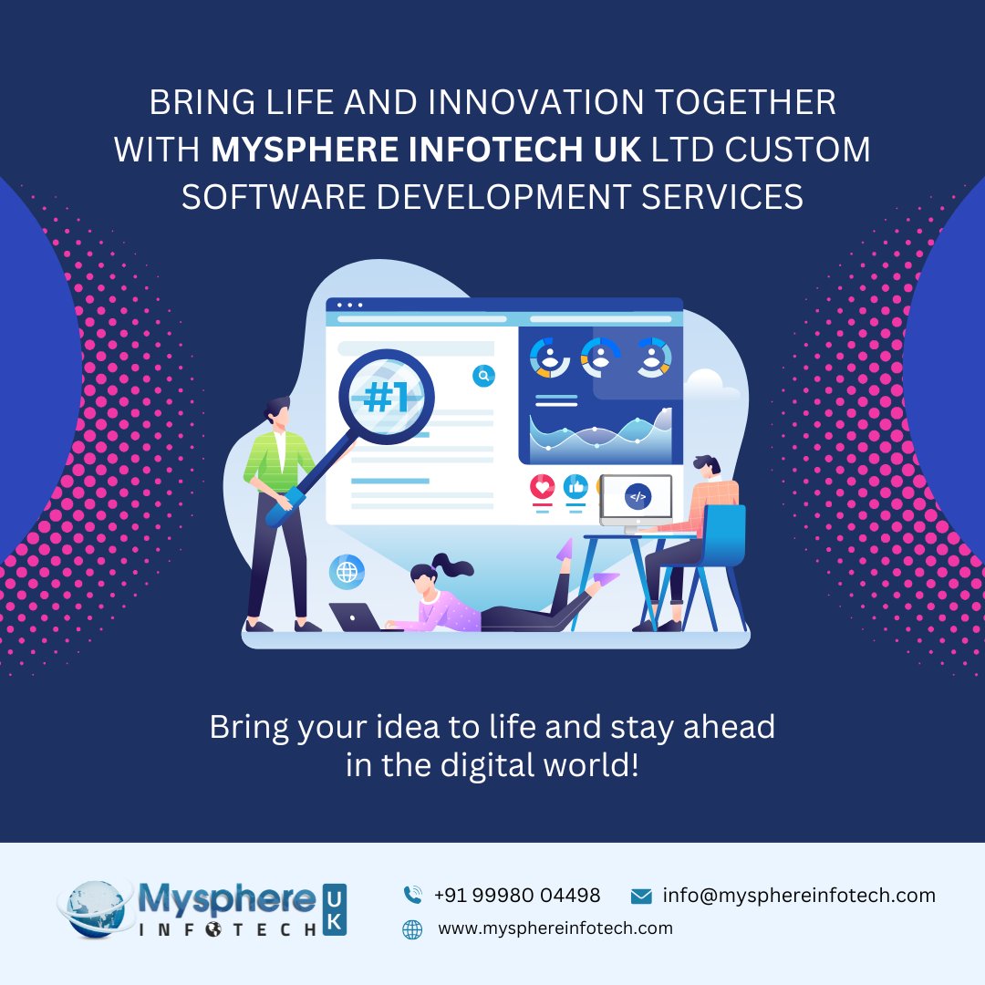mysphereinfouk's tweet image. Bring life and innovation together with Mysphere Infotech UK Ltd custom Software Development services. Bring your idea to life and stay ahead in the digital world!

#SoftwareDevelopmentLondon #InnovationExperts #MysphereInfotechUK #TechSolutionsLiverpool #CustomSoftwareUK
