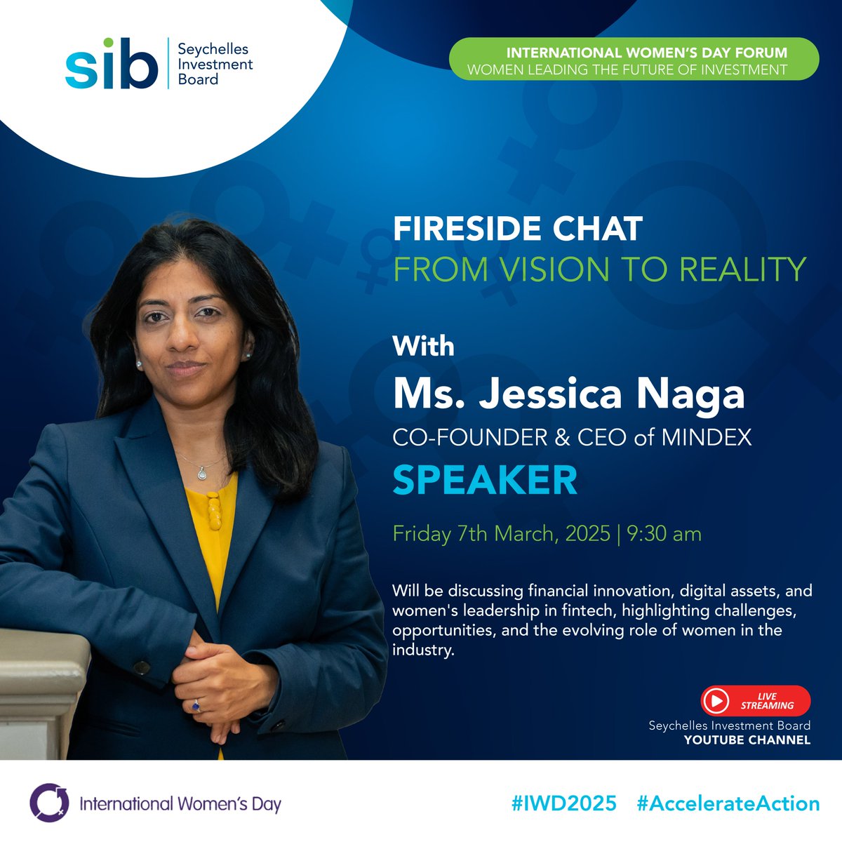 Join us for an inspiring Fireside Chat with Ms. Jessica Naga, Co-Founder &amp; CEO of MINDEX, as she dives into the world of financial innovation, digital assets, and women’s leadership in fintech! 💼📈
#AccelerateAction #IWD2025 #WomenInFintech #Leadership #Innovation