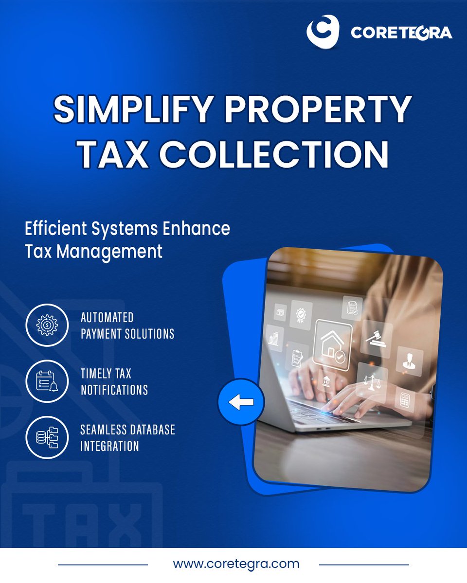 Coretegra1's tweet photo. Revolutionize property tax management with our automated system. Ensure efficiency and compliance like never before.

#ptms #propertytax #taxmanagement #smartgovernance #digitalsolutions #simplifyprocesses https://t.co/YtQKHgu5xo