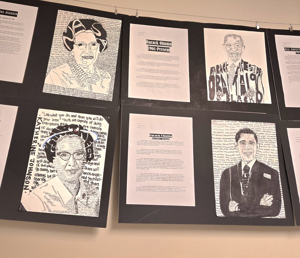 The art is a display of the 7th &amp; 8th grade scholars at Herschel Jones Middle School for the Black History Program. Our scholars are super talented  🎨
#ArtMatters
#TigerPRIDE😼💛🖤