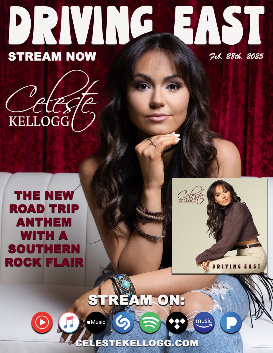 "DRIVING EAST" IS OUT NOW!  
Listen here: linktr.ee/celestekellogg