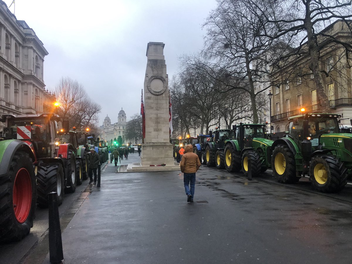 EXMOOR_FARMER's tweet photo. The Cenotaph. Whitehall. 19th November 10th February and 25th February. @NfUsomerset  #nfu #SaveBritishFarming #farmerstoaction #britishfarms #cenotaph 
We will win. We will keep coming until we do. Victory 
@JoeWStanley @ProagriLtd @1GarethWynJones @TimMBennett1 @herdyshepherd1 https://t.co/wkiQcNuF1r