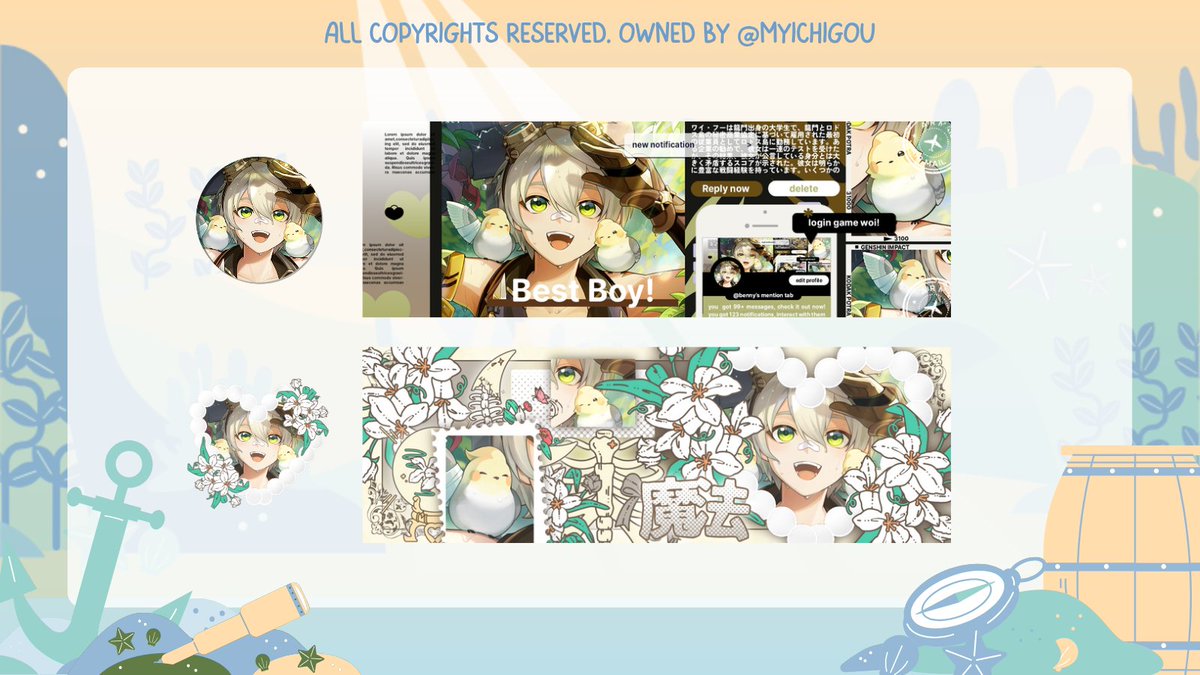 RTs are appreciated~

It's our best boy Bennett's bday! 🎉🎂 Chi punya 2 layout Benny Impact dari Genshin dengan harga yang tertulis pada ALT dipojok kiri bawah pict yaa<3 Mari jajan~💗

#zonauang