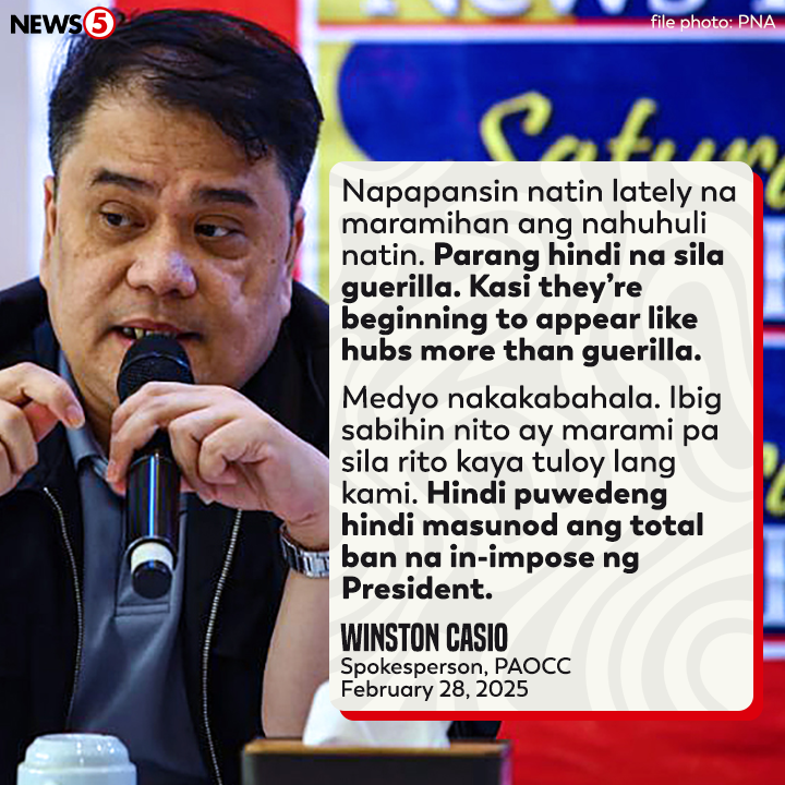 News5PH's tweet photo. ‘PARANG HINDI NA MGA GUERILLA’

Tila mga hub na umano ang mga nahuhuling POGO sa bansa, ayon kay Presidential Anti-Organized Crime Commission #PAOCC spokesperson Winston Garcia. Ito'y matapos ang sunod-sunod na raid na ginawa ng ahensya. #News5 | via Maricel Halili https://t.co/WNX8YMVhl4