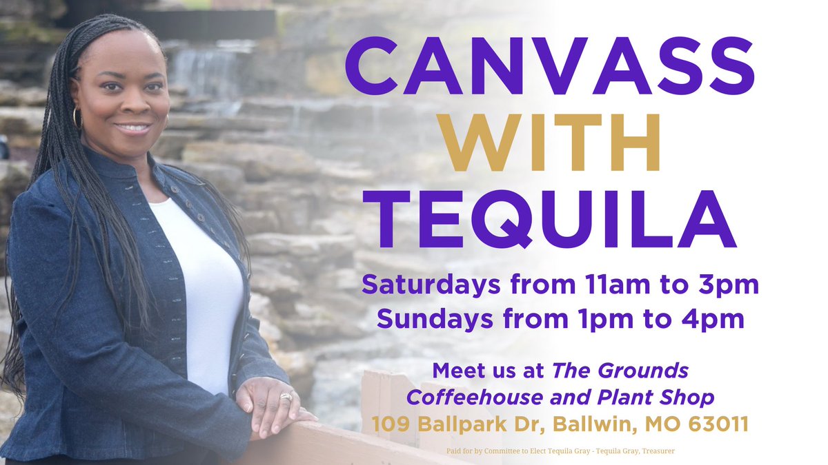 Help spread the word about Tequila Gray’s campaign for Ballwin Ward 2 by getting out to help us knock doors!