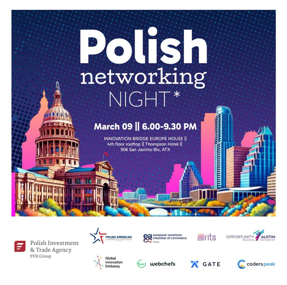 PLinHouston's tweet photo. 📣🇵🇱 A unique business & networking event @SXSW! 🎉
#PolishTech Innovation Night will showcase #Poland’s top tech companies, connecting industry leaders, investors & innovators.
🥟 Yes, there will be pierogi 😉
📍 Innovation Bridge Europe House, #Austin
#PolishParty #SXSW2025 https://t.co/0xGdNx5Jq6