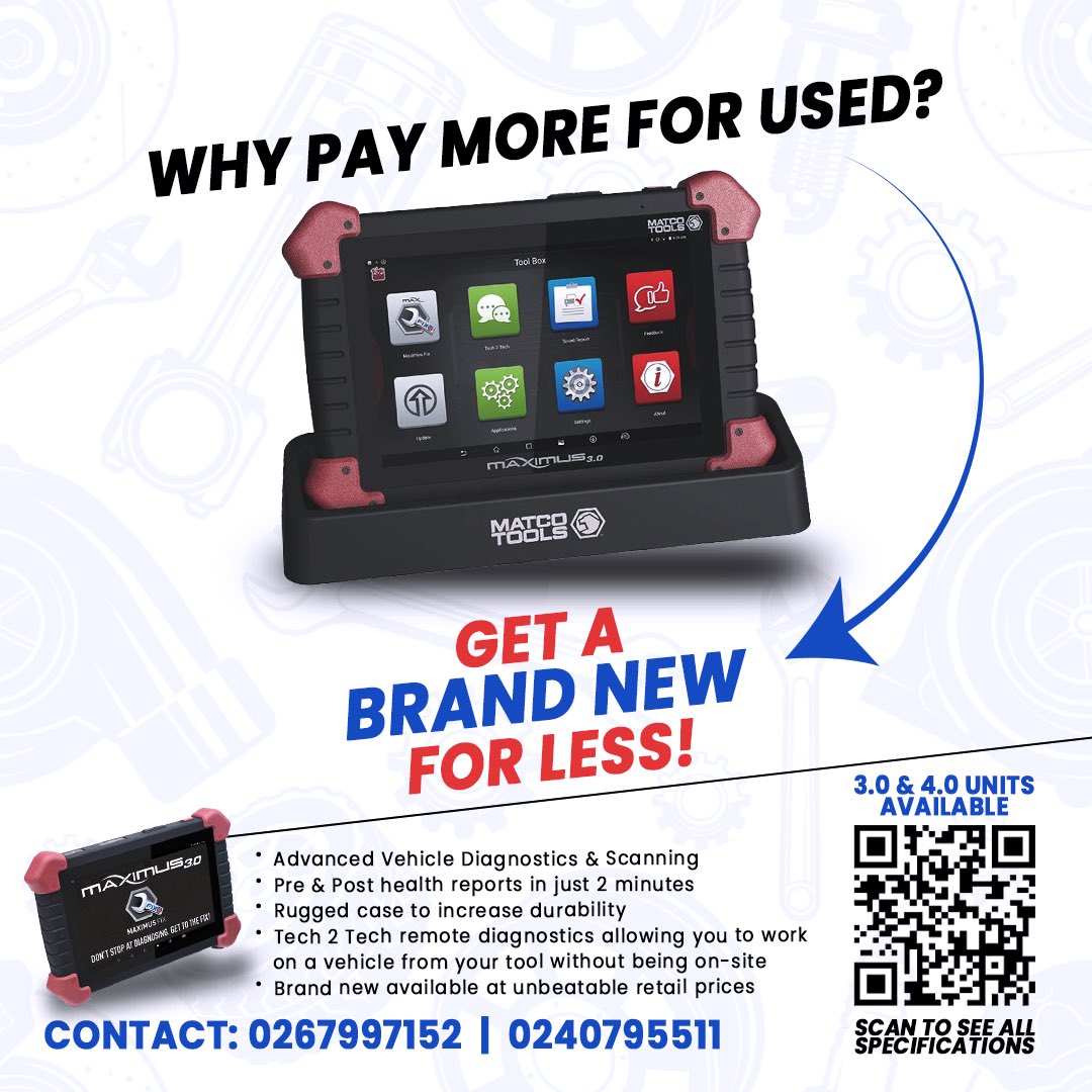 edycradio's tweet photo. #BrandNew #BestDeal
Vehicle diagnostics! Scan all cars and heavy duty vehicles…Matco Maximum 3.0 &amp; 4.0

Delivery worldwide 🌎

Cars ghana bongo Appiah Stadium SONA #SONA2025 #HallelujahChallenge2025 
KNUST engineering Automotive auto mechanic fitter car #ghanacars Agenda 111 https://t.co/zm8JKUPFgn