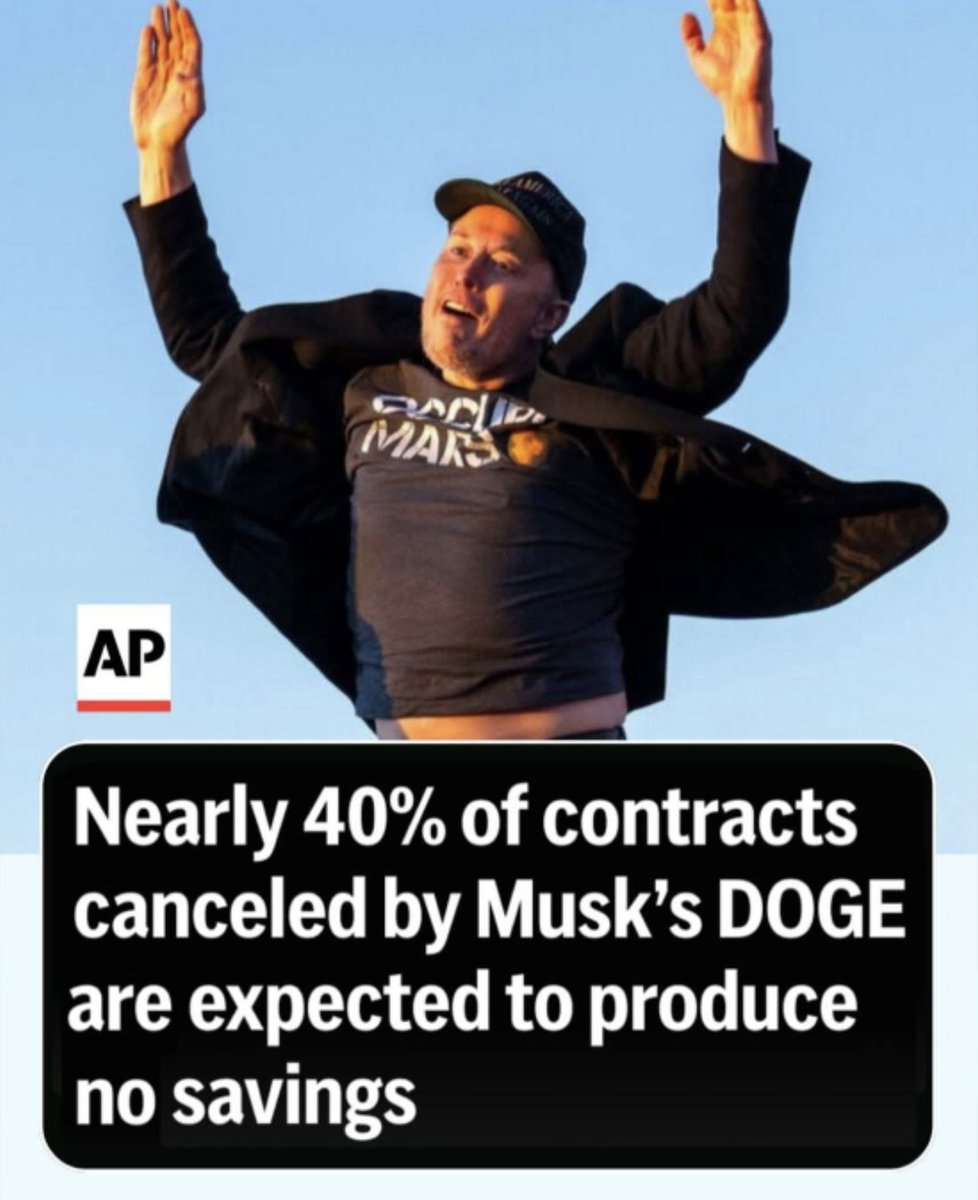 SoCalSteve π‘ (@thesocalsteve) on Twitter photo A friend posted this today. She's upset that <a href="/DOGE/">Department of Government Efficiency</a> canceling some contracts won't save money.
What about the >60% that will?
::crickets:: A friend posted this today. She's upset that <a href="/DOGE/">Department of Government Efficiency</a> canceling some contracts won't save money.
What about the >60% that will?
::crickets::