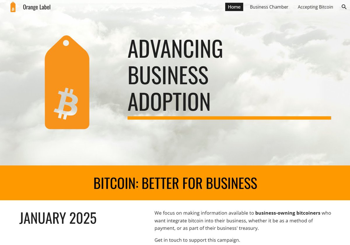 OrangeLabel.io is LIVE!

We're advancing Business Adoption in Australia!

If you want to know how you can accept bitcoin as part of your business, or want to contribute to helping businesses accept bitcoin, send us a DM!

Come see us at <a href="/BitcoinAlive/">Bitcoin Alive</a> on March 8

<a href="/btcmap/">BTC Map</a>