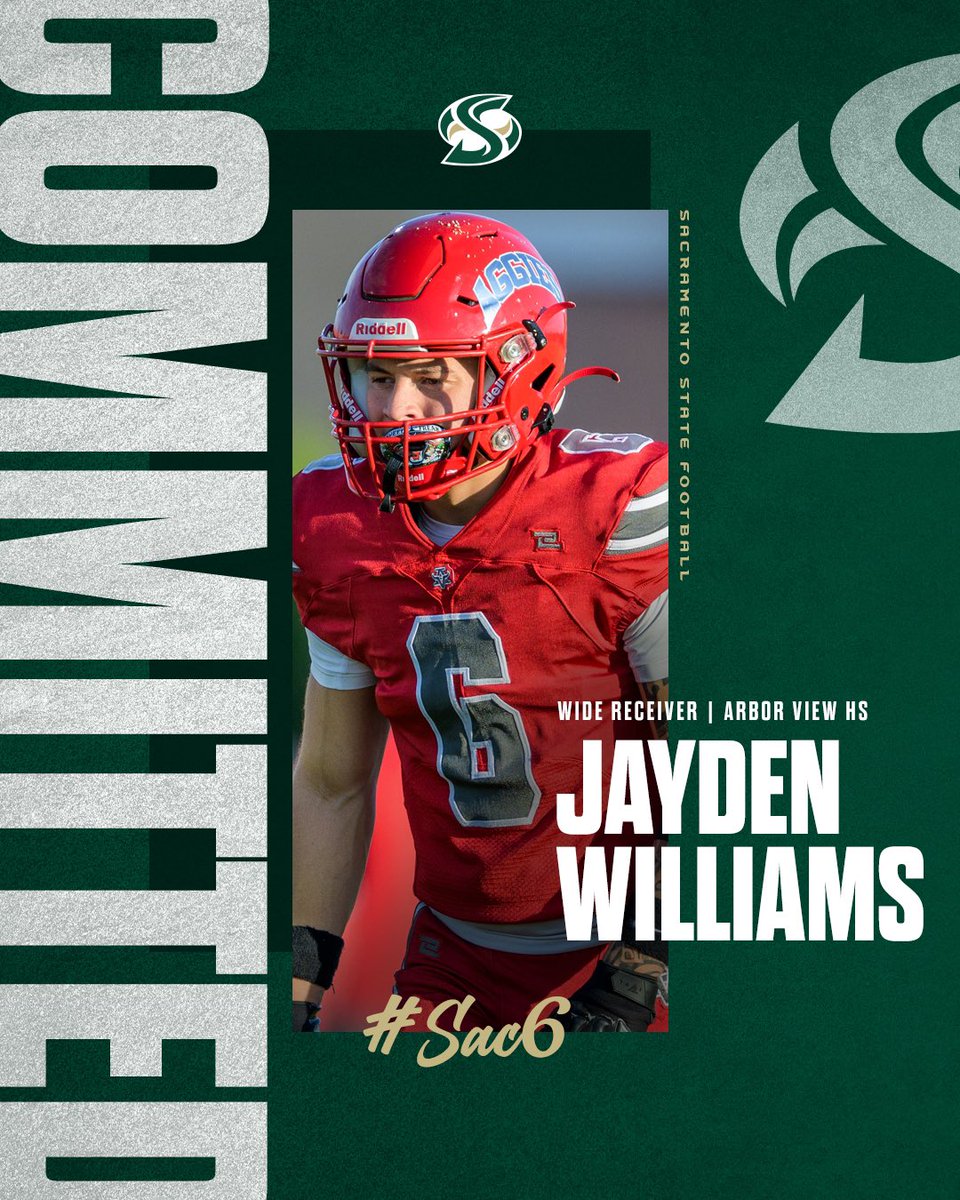 Jayden Williams (@va_nilla6) on Twitter photo GOD MAKES NO MISTAKES!!!! 1000% committed!!! #GoGoSacramento #Blessed
<a href="/SacHornetsFB/">Sac State Football</a> <a href="/BrennanMarion4/">Coach Marion</a> <a href="/CoachKMerch/">Ken Merchant</a> <a href="/coachapatterson/">AC Patterson</a> <a href="/CoachSidKrish/">Sid Krishnamurthi</a> <a href="/CJPollard1/">C.J. Pollard</a> <a href="/Coach_JoeyMoss/">Coach Joey Moss</a> <a href="/THECoachKdub/">Coach “Dub” Wagner</a> <a href="/CoachStova11/">Melquise Stovall</a> <a href="/DlineCoachEd/">Coach Ed</a> <a href="/CoachMarshawn/">Marshawn Friloux 🏁</a> <a href="/CoachDReakes/">Daniel Reakes</a> <a href="/GMSacStateFB/">Zachary Potter 🐝</a>
<a href="/aggiefootball05/">Arbor View Football 🏈</a> GOD MAKES NO MISTAKES!!!! 1000% committed!!! #GoGoSacramento #Blessed
<a href="/SacHornetsFB/">Sac State Football</a> <a href="/BrennanMarion4/">Coach Marion</a> <a href="/CoachKMerch/">Ken Merchant</a> <a href="/coachapatterson/">AC Patterson</a> <a href="/CoachSidKrish/">Sid Krishnamurthi</a> <a href="/CJPollard1/">C.J. Pollard</a> <a href="/Coach_JoeyMoss/">Coach Joey Moss</a> <a href="/THECoachKdub/">Coach “Dub” Wagner</a> <a href="/CoachStova11/">Melquise Stovall</a> <a href="/DlineCoachEd/">Coach Ed</a> <a href="/CoachMarshawn/">Marshawn Friloux 🏁</a> <a href="/CoachDReakes/">Daniel Reakes</a> <a href="/GMSacStateFB/">Zachary Potter 🐝</a>
<a href="/aggiefootball05/">Arbor View Football 🏈</a>