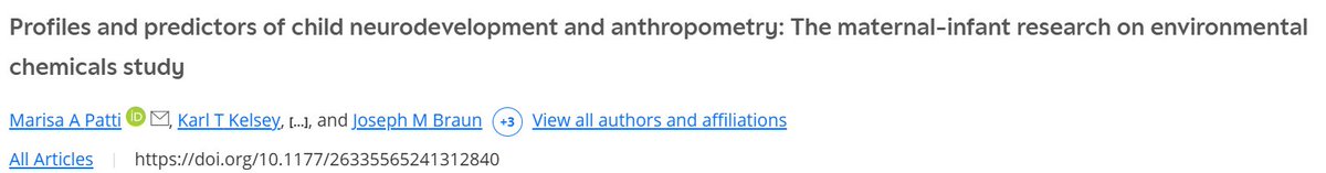 Article Alert!🚨 

Healthy Futures: We've explored the profiles &amp; predictors of child neurodevelopment🧠&amp; growth📏. Find out what matters most!✨

"Profiles and predictors of child neurodevelopment and anthropometry: The maternal-infant research on environmental chemicals study."