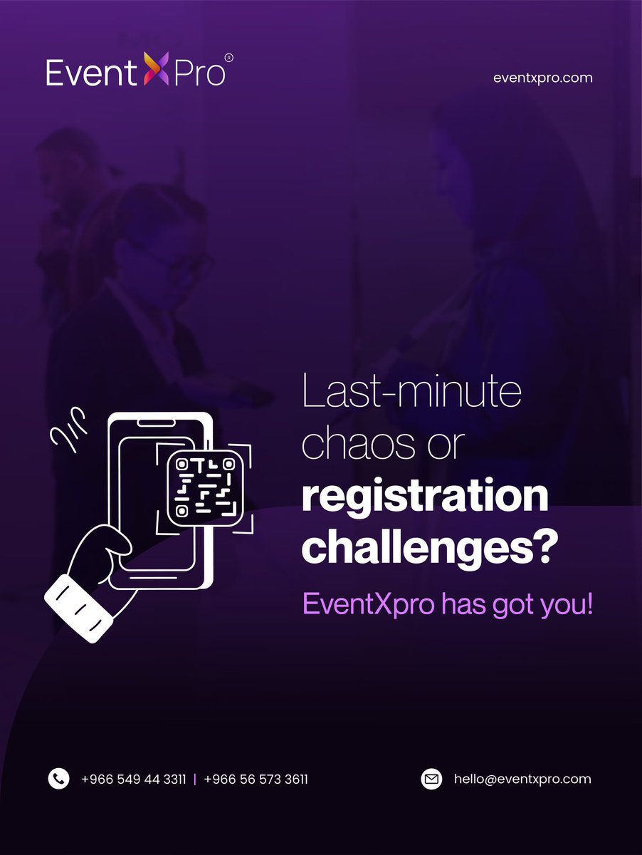 eventxpro_'s tweet image. Event success always starts with the success of registration.

Facing last-minute changes? Or registration challenges?

We've got you covered!

EventXpro makes every event seamless.

#EventXpro #EffortlessEventPlanning #SmoothCheckIn #EventTech #PlanWithEase
