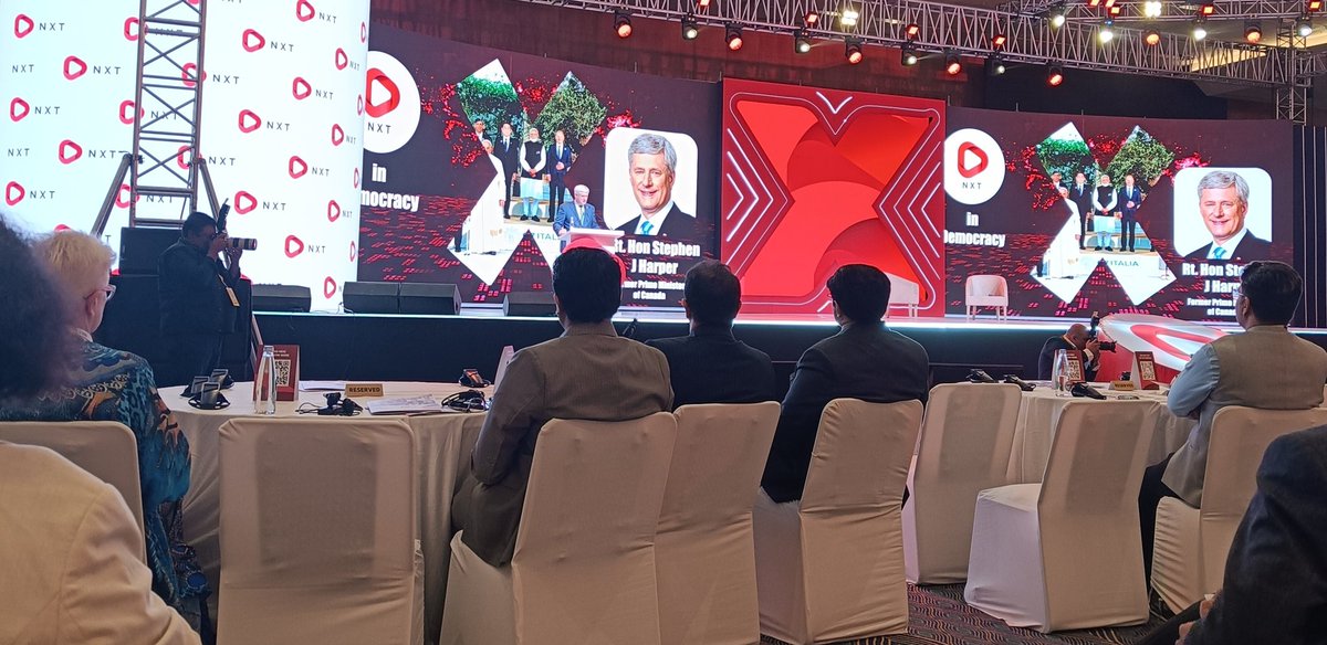 At #NXT 2025, former Australia PM Tony Abbott asked former Canadian PM Stephen Harper if he thinks Trump is more good than bad for the world, because that's the assertion he is going to make at NXT.