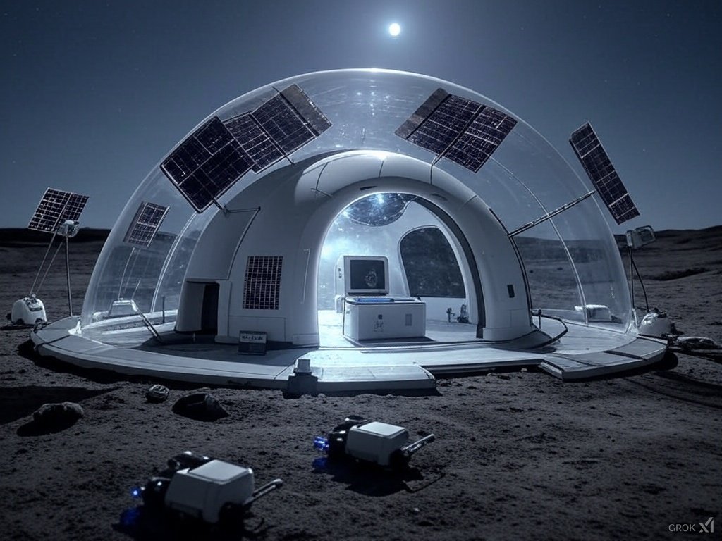 abc78h's tweet image. "Picture a lunar waystation in a moon cave—a transparent dome catching gray moonlight, solar robots quietly crafting the future. How many years till Mars feels like home? Drop your guess!"  

#moonbase
#marsnext 
@elonmusk 
@NASAMoon 
@SpaceX
