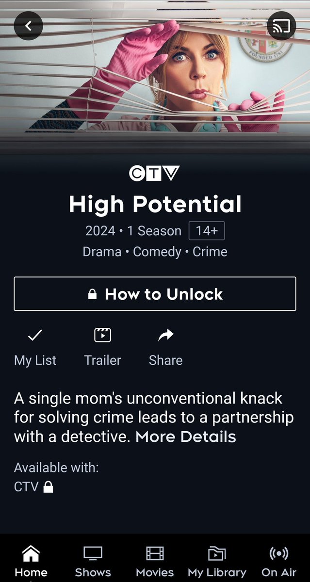 KildonanBear's tweet photo. CTV, why are we unable to watch High Potential on your CTV app? It says to contact your service provider to add the CTV channel but it's already part of the cable package. I've contacted Shaw/Rogers and they can't explain why it's locked. Please address this issue.
@CTV https://t.co/mo0VZMs9QF