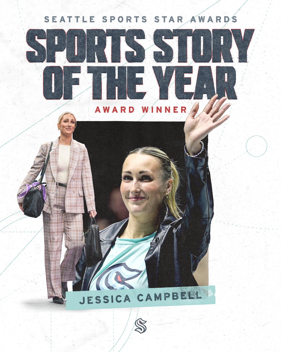 SeattleKraken's tweet photo. Congratulations to Assistant Coach Jessica Campbell on winning the 2025 Sports Story of the Year award at the @SeattleSC’s Seattle Sports Star Awards! https://t.co/zBjfVAiK6E