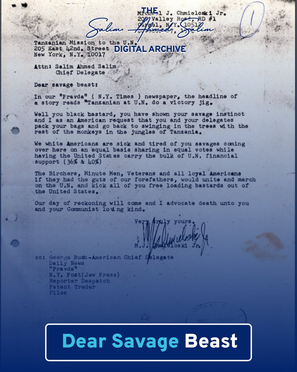 DrSalimArchive's tweet photo. Dear Savage Beast.

Throughout his career, Dr. Salim faced strong opposition and was ridiculed with insults. The hate mail he received after the successful campaign for restoration of the People's Republic of China lawful rights in the United Nations demonstrates the  verbal abuse he endured during that period.

To read more visit: https://t.co/iQs9e2a35D