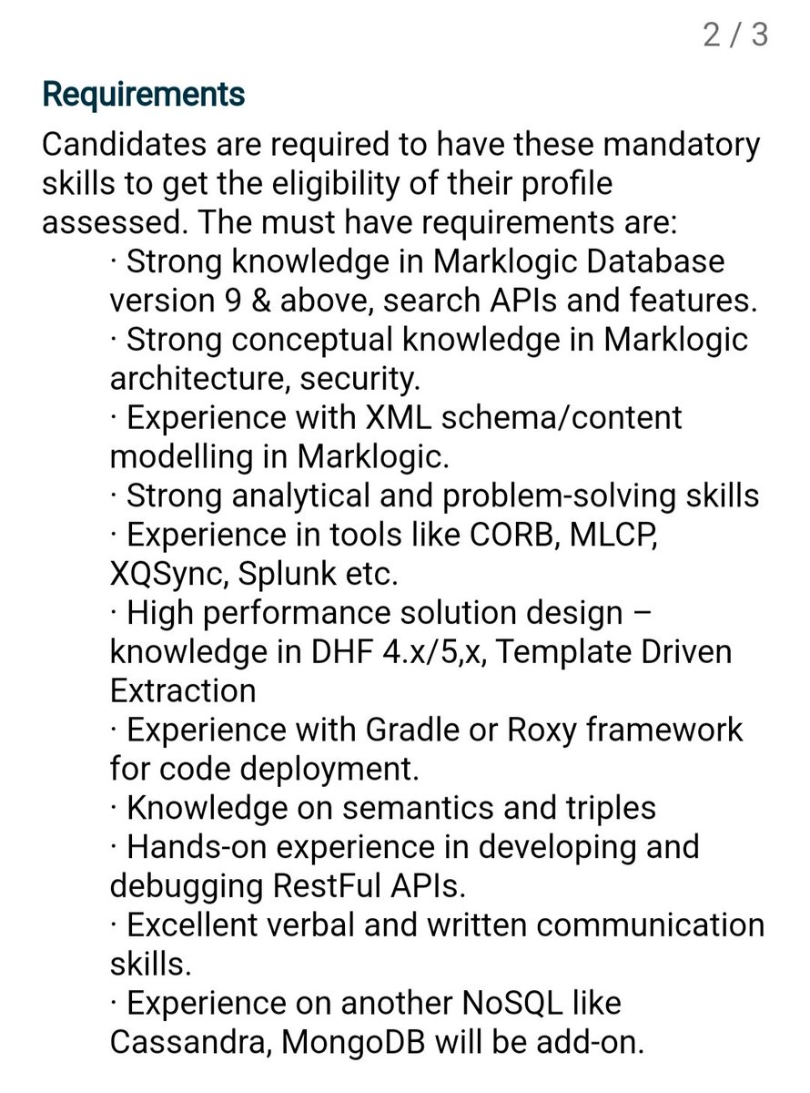 Chaitu_2812's tweet image. any #marklogic developer(or matching these requirements) with atleast 3yrs of experience?
please DM 
location: Hyderabad/Pune/Coimbatore