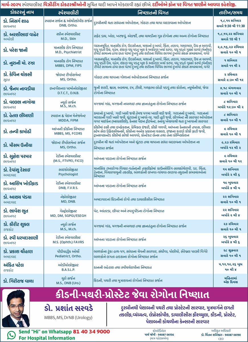 Hanumant_hos's tweet photo. List of full-time doctors of Hanumant Hospital as well as visiting doctors coming from outside in the month of March. #hanumanthospitalmahuva #Pidilite #VisitingDoctor #hanumanthospitalmahuva #Pidilite #FulltimeDoctor #february2025 #multispecialityhospital #mahuva #Bhavnagar https://t.co/7Q5l1RFjCM