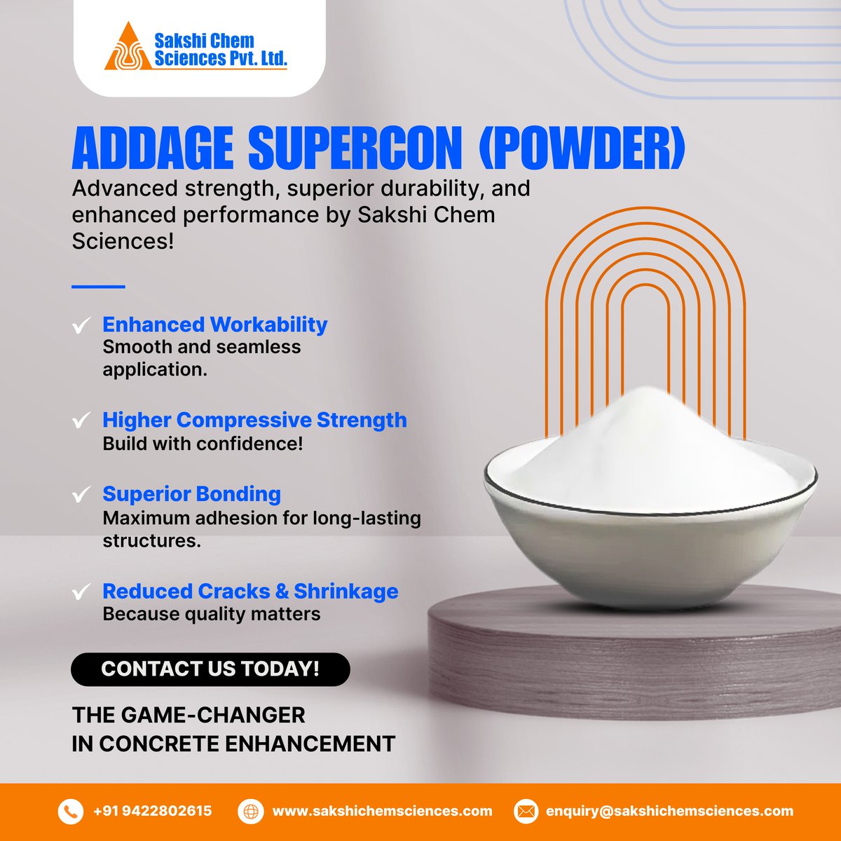 SakshiChemSci's tweet image. Revolutionize your construction projects! 🚧🏢 Addage Supercon Powder ensures superior bonding, strength, and longevity. Don’t settle for less—build with the best! 🏆 #AddageSupercon #QualityConstruction #hardener