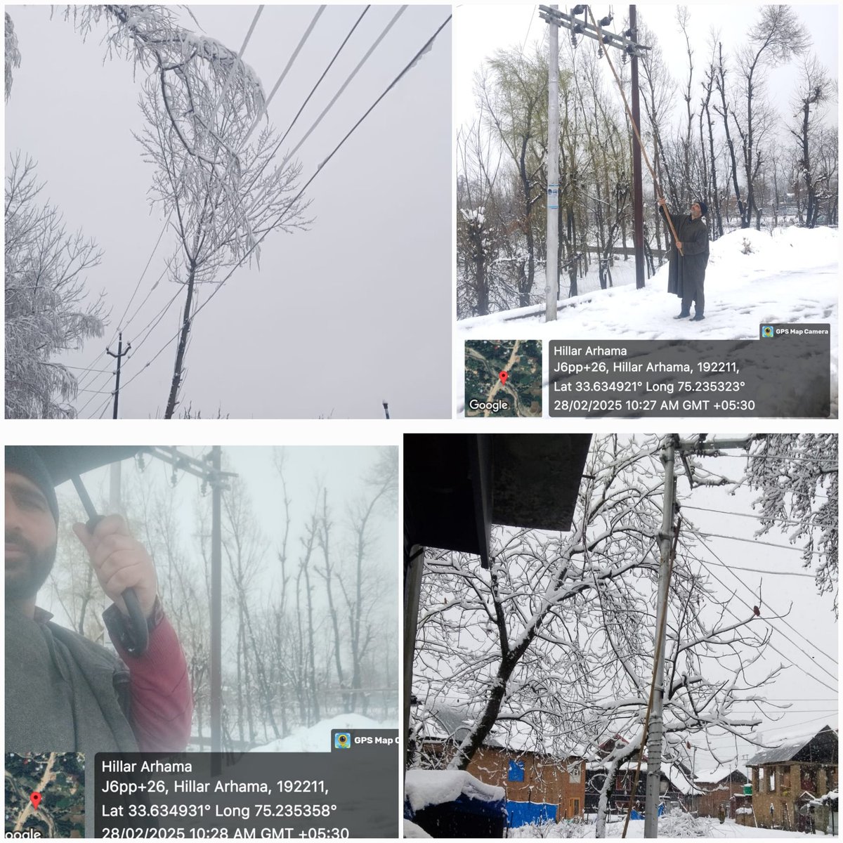 SubDivAchKPDCL's tweet image. Our teams are working on fault rectification, and power supply disrupted due tree collapsing on power lines at some places will be restored as soon as lines are cleared. We appreciate your patience #PowerUpdate #Snowfall