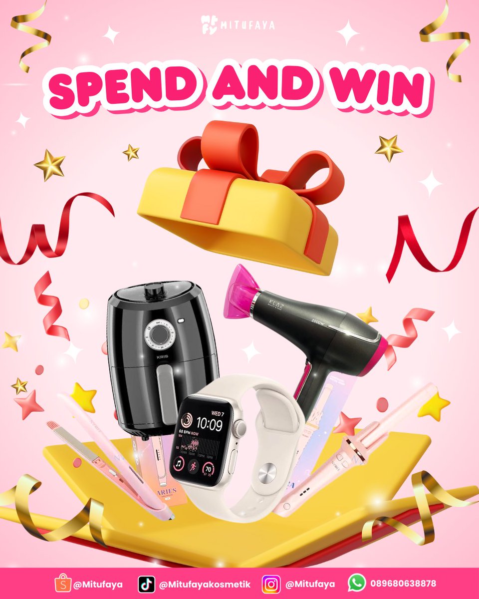 mitufaya's tweet photo. INI SEMUA GRATIS BUAT KAMU! 👀🥳

Dengan syarat dan ketentuan lebih lanjut ada di slide selanjutnya ya👀🥳>>
Share postingan ini ke temen kamu biar belanjanya barengan😍

#mitufaya #malangviral #makeupskincareviral #doorprize #topspender #applewatch https://t.co/6O8HsNg5sy