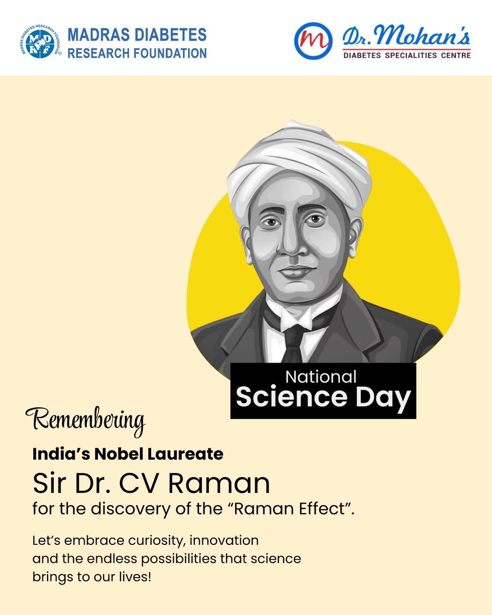 Happy National Science Day! 🇮🇳

At Dr. Mohan’s Diabetes Specialities Centre, we celebrate the spirit of scientific innovation that drives progress in healthcare and diabetes management. 💙

#NationalScienceDay #ScienceForIndia #DrMohansDiabetes #DiabetesCare