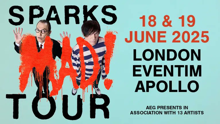 StevoMusicMan's tweet photo. Listening to @sparksofficial on @chris_hawkins show @BBC6Music 
Wetting my appetite for seeing later in the year at the #ApolloHammersmith https://t.co/wnfAx3xnSv
