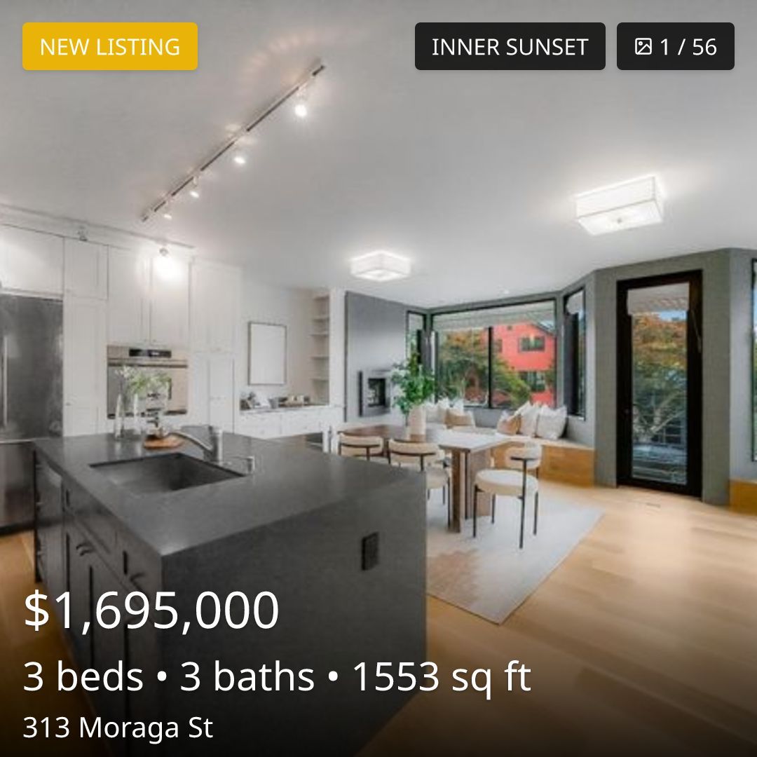 listing_feed's tweet image. 🏠 New Listing in SF

313 Moraga St, San Francisco, CA 94122

$1,695,000 · 3 beds · 3 baths · 1,553 sqft

Inner Sunset

View listing details: buff.ly/41iTf0T

SF listing activity: buff.ly/41ltqP7

#InnerSunset #for_sale #sf #sanfrancisco #sfhomes #sfre #bayarea