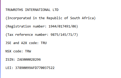 The results at Truworths are perfectly summarised by their inability to even spell their name correctly.