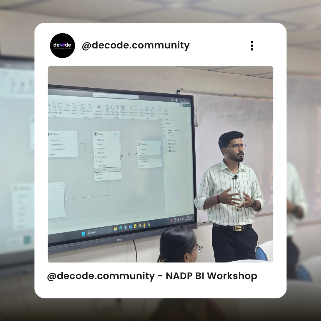 CommunityDecode's tweet image. 🚀 BI Workshop Highlights: An incredible Power BI hands-on session at the National Academy of Defence Production (NADP).
Big thanks to all who joined! Stay tuned for more tech workshops! 🔥
#PowerBI #DecodeCommunity #Analytics #DAX
