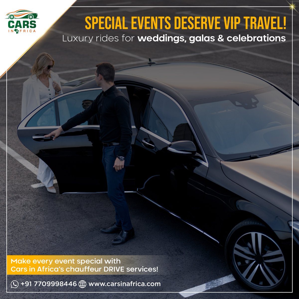 CIAMobility's tweet image. Make every event unforgettable! 
From weddings to parties, arrive in luxury with Cars in Africa’s chauffeur service. 
Premium cars, pro drivers, VIP experience! Book now &amp;amp; travel in style!

🌐 carsinafrica.com | 📱 WhatsApp: +917709998446

#LuxuryRides #CarsInAfrica