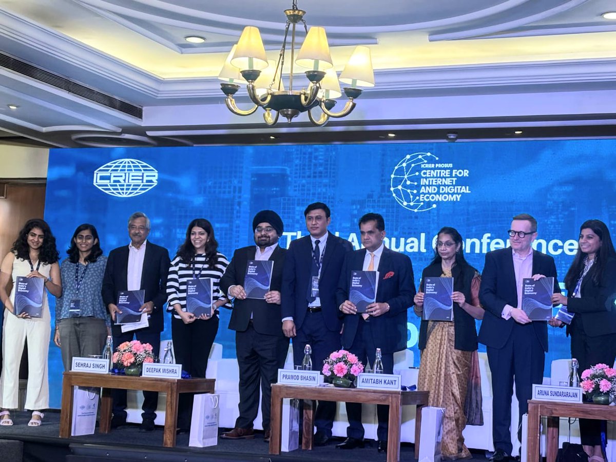 We, at <a href="/ICRIER/">ICRIER</a>  Prosus Centre are very proud to have launched our flagship report: the State of India's Digital Economy 2025

Read here: lnkd.in/e2jDzap8