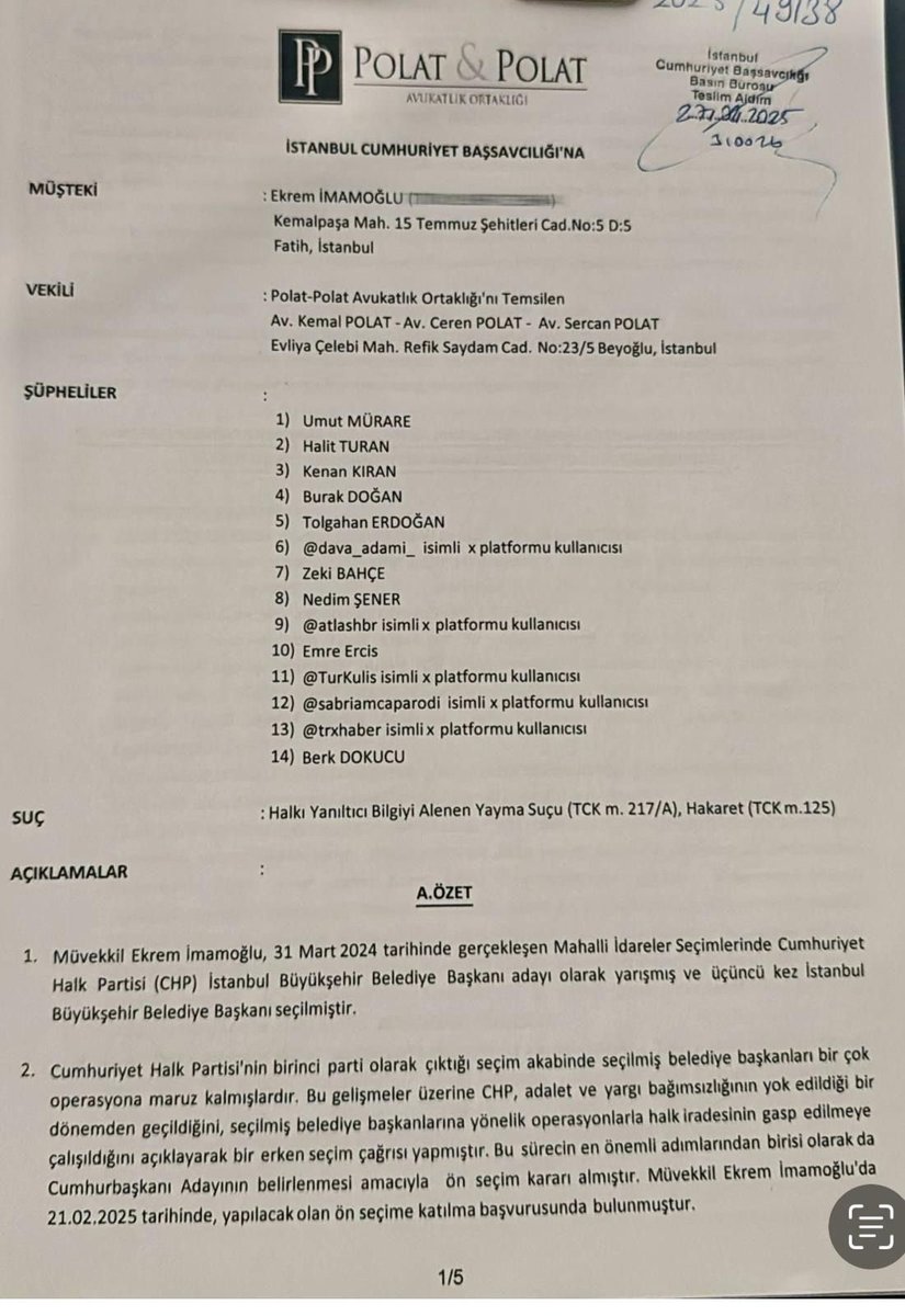 Kamuoyunu alenen yanıltanlara karşı hukuki haklarımızı kullanacağımızı söylemiştik. Kullandık, kullanmaya devam edeceğiz. O adalet er ya da geç tecelli edecek.