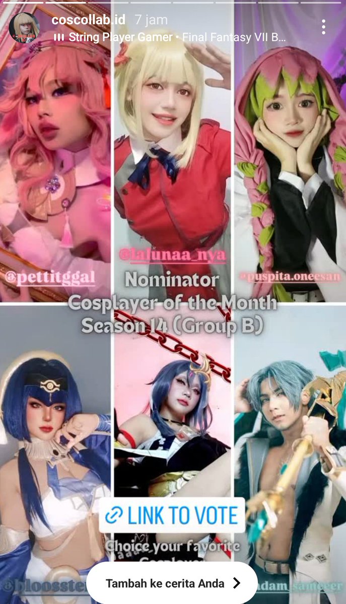 Puspita_Oneesan's tweet photo. Halo temen temen, tolong minta bantuannya vote aku jadi COSER OF THE MONT di Cosplay Collab Indonesia yah  

Vote puspita oneesan (Cosplay Mitsuri) 

https://t.co/2ltR0a6PDZ

Terimakasih 💕🌸 https://t.co/AfZsZiHHZw